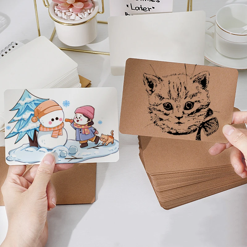 20/50/100pcs 11x7cm Thicken Blank Kraft Paper Card Retro Double Sided Word Card DIY Postcard Gift Greeting Invitation Card