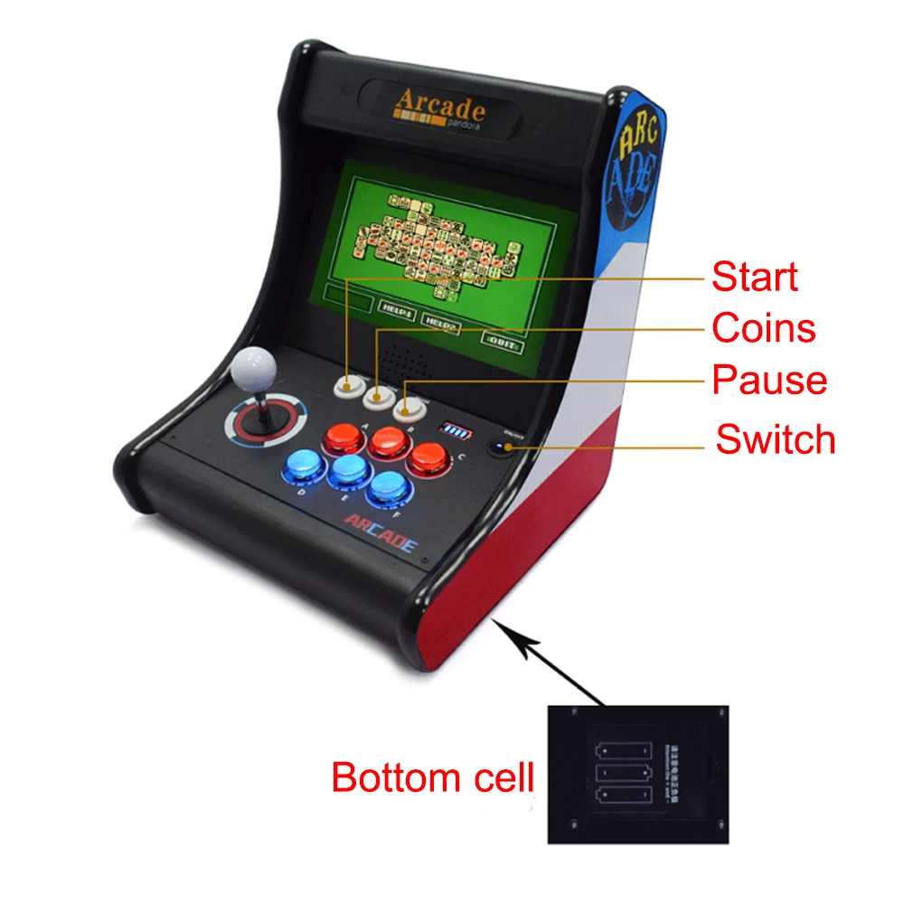 아케이드 조이스틱 게임 콘솔 데스크탑, 게임 마더보드, 지연 제로 지지대, 라즈베리 파이 PC, 10 인치