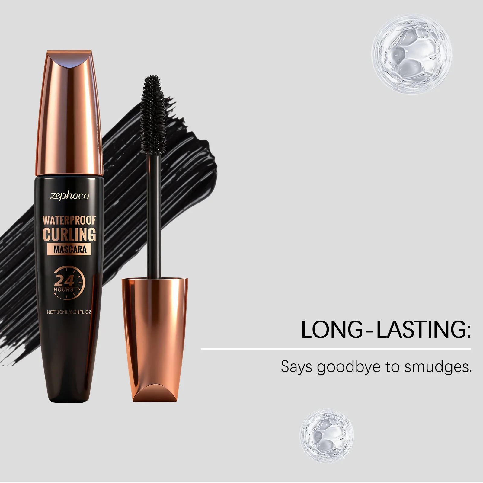 Mascara Naturally Smooth, Curled Eyelashes Waterproof Sweat Proof Lasting Lengthened Non-caking Eye Black Mascara Cosmetics