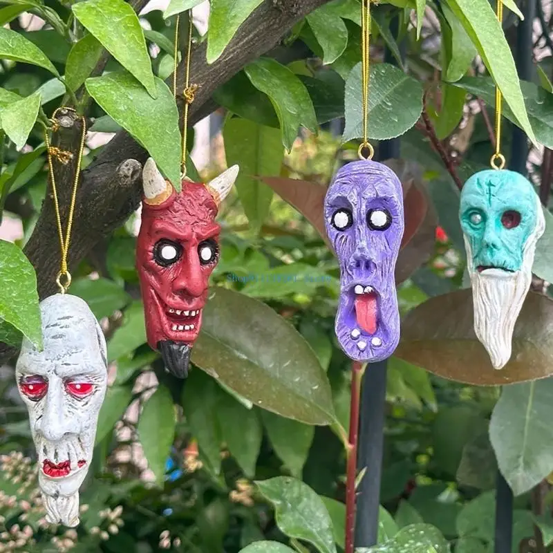 

H05E Vampires and Devil Hanging Ornaments Decoration Set of 4 Halloween Horror Resin Miniature Figruines Pendants Tree Decors