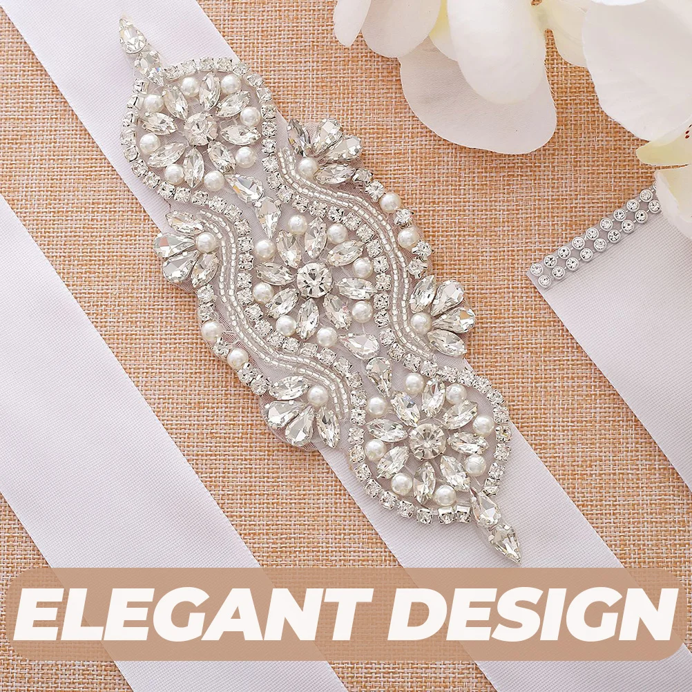 

Pearl Patches Rhinestone Applique For Belt Dress Belt Bridal Sash DIY Decor Apparel Wedding Golden A Grade