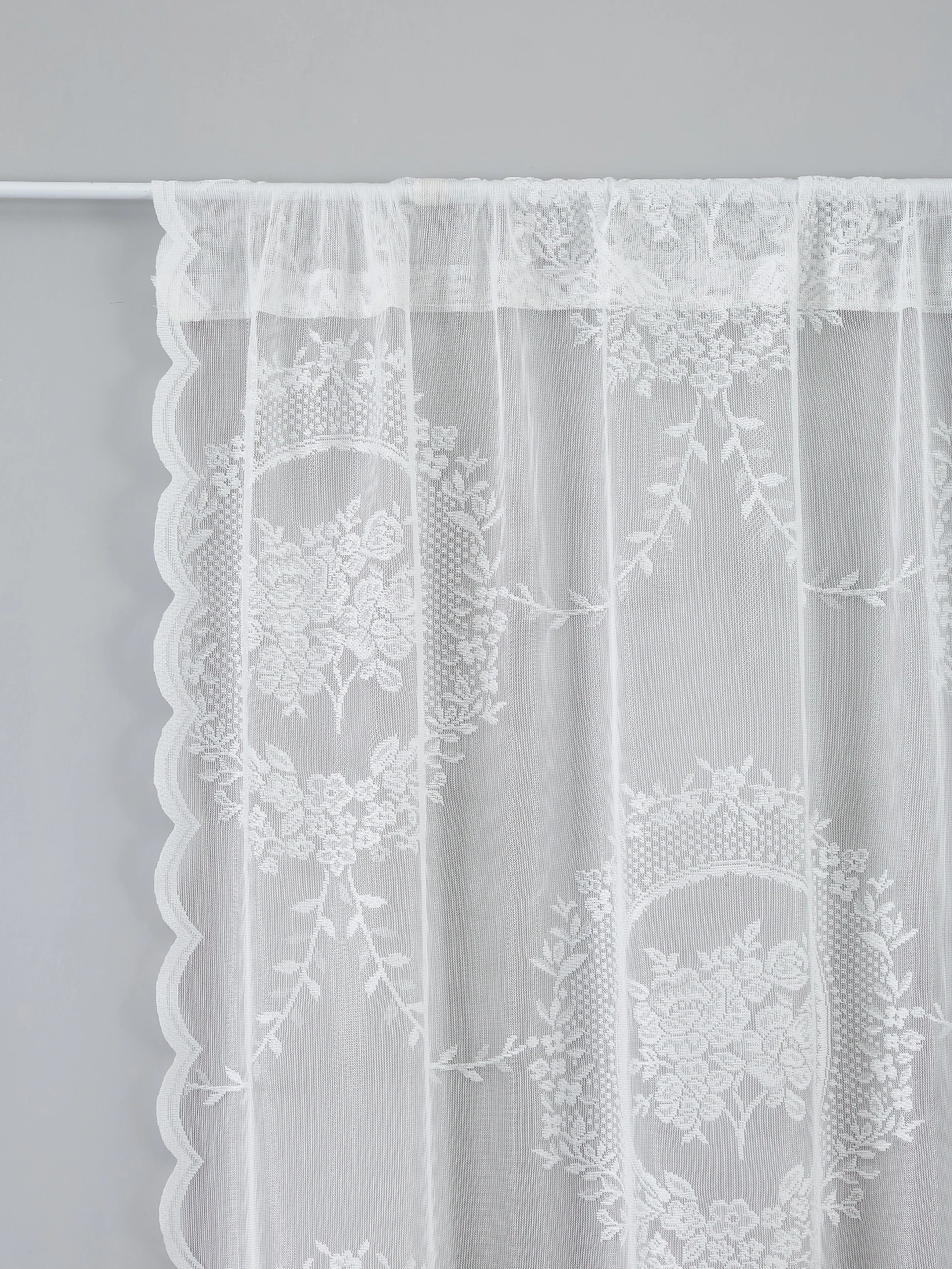 Cortina de vid de espejo redondo de encaje blanco, cortina de puerta de sala de estar