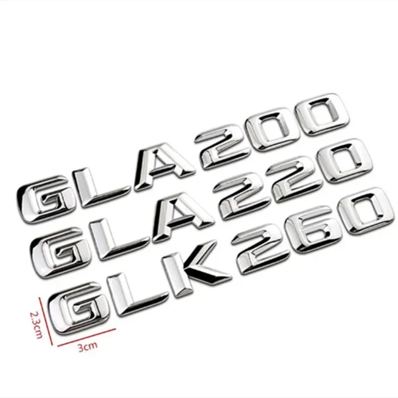 Letras negras 3D aptas para Mercedes Benz, maletero del coche, GLA, GLK, 200, 220, 250, 280, 300, 320, 350, emblema del logotipo, pegatina, accesorios para automóviles