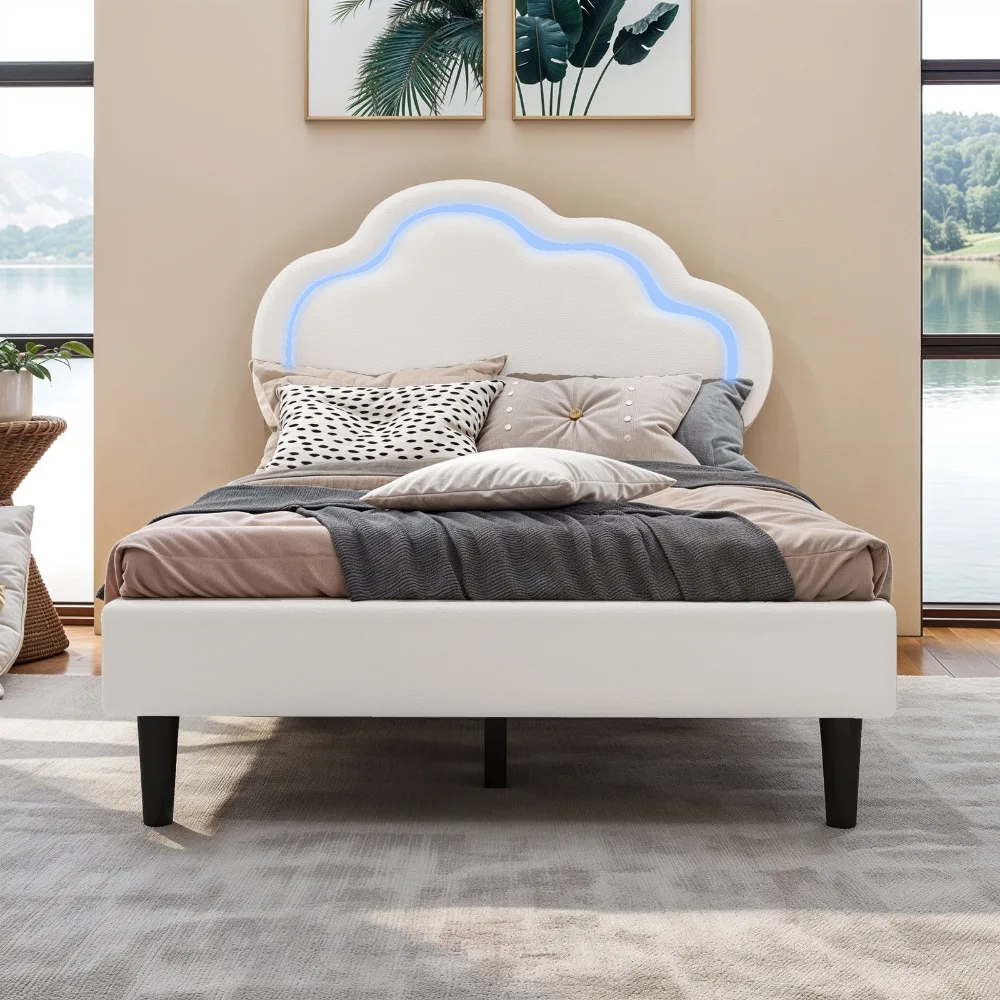 

Twin Size 78"x39" Bed Frame w/ Leather Adjustable Cloud Headboard