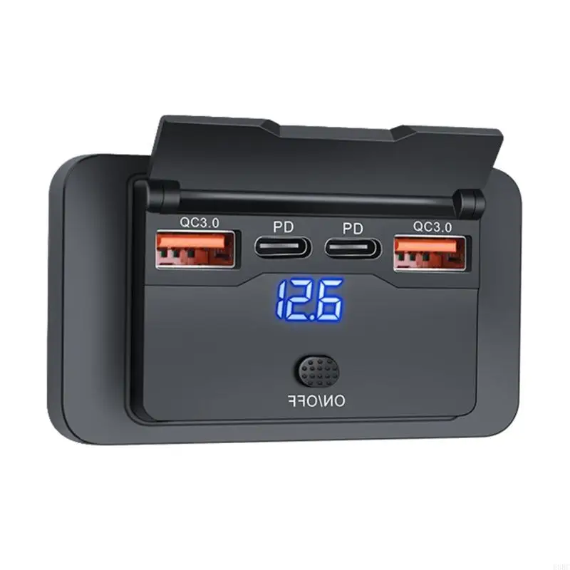 

Double PD3.0 & QC3.0 USB Charges with Power 12V/24V Waterproof USB Outlet Easy to Use for Car Boats Motorcycles