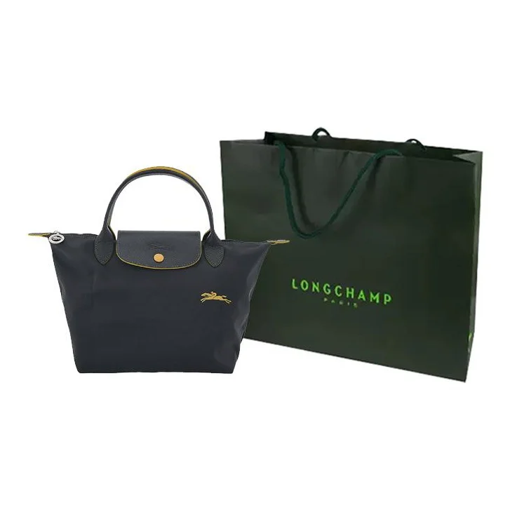 LONGCHAMP Le Pliage Club Canvas With Cow Leather Dumpling Bag, Short Handle Handbag Small Women's Metal Gray 1621619300