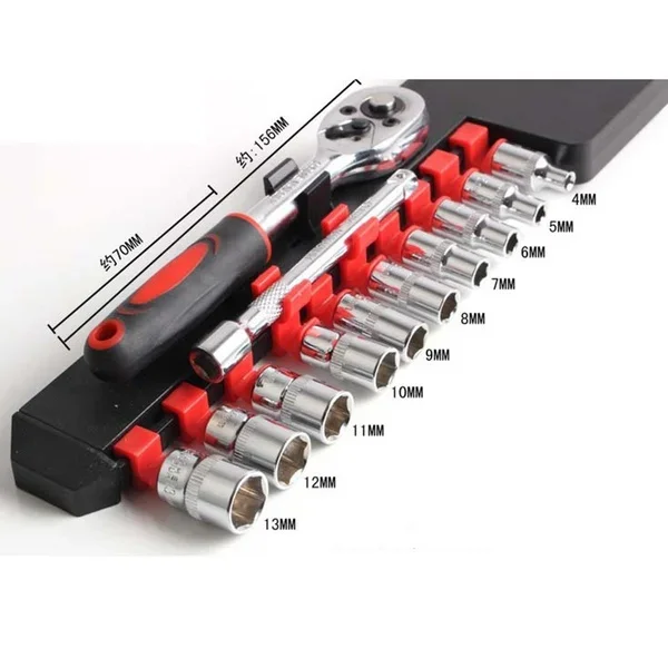 12Pcs 1/4 3/8 1/2 Inch Socket Ratchet Wrench Set for Bicycle Motorcycle Car Repairing Multi-function Wrench Tools Bike Tool