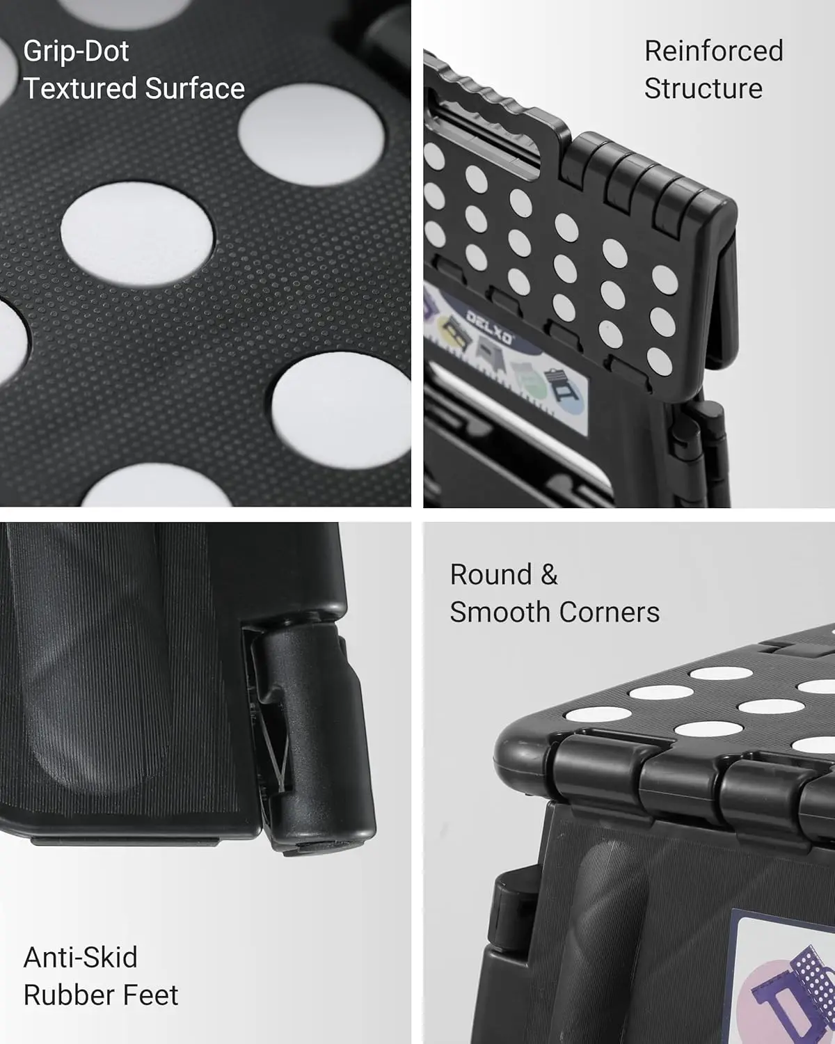 مقعد قابل للطي، مقعد قابل للطي مقاس 13 بوصة غير قابل للانزلاق للأطفال والكبار حتى 300 رطل، مقعد متدرج بمقبض، خفيف الوزن