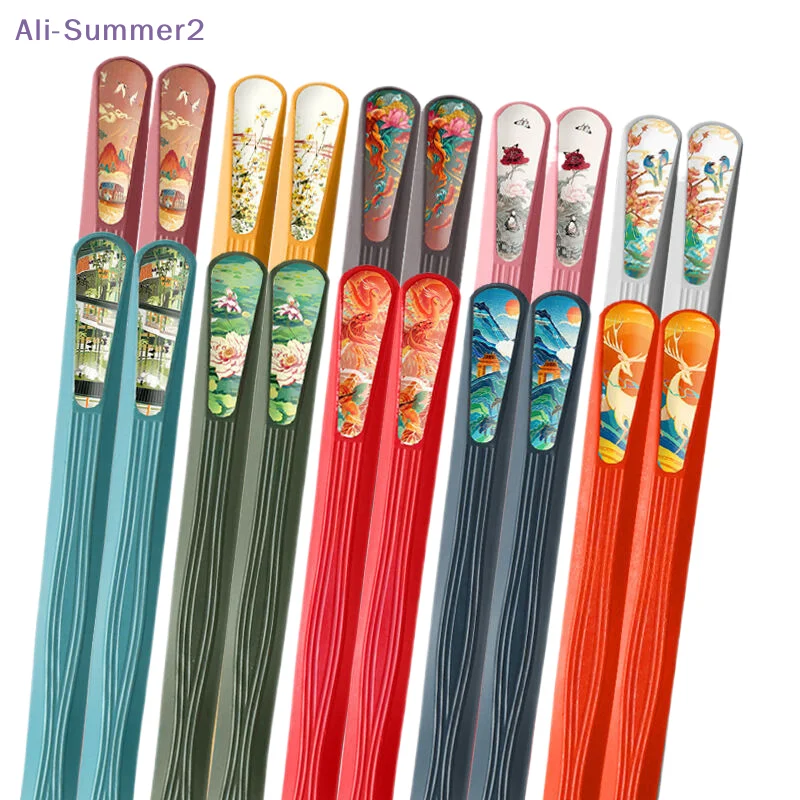 {Summer2} 10 pares de palillos coloridos de inspiración china, palillos antideslizantes para comida, palillos chinos, vajilla, regalo, utensilios de cocina