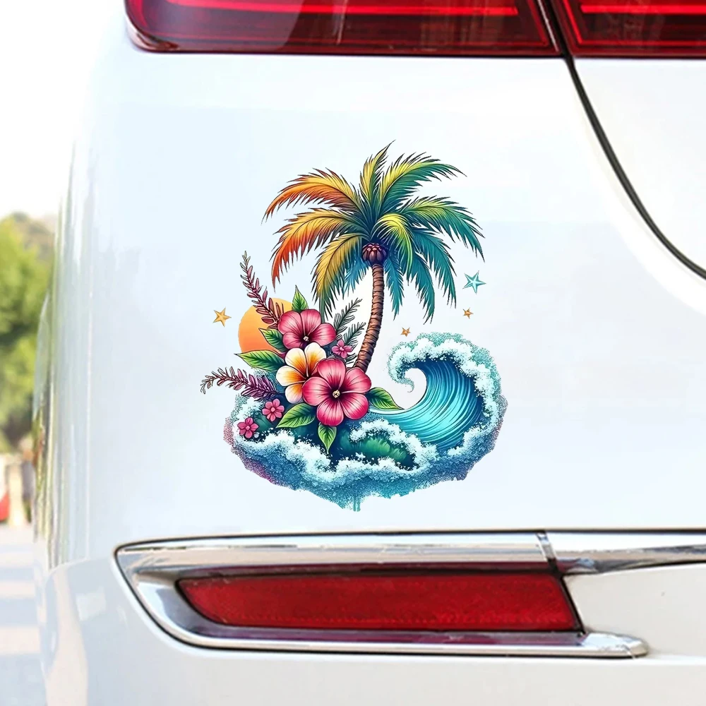 

15cm Tropical Beach Decals, Self-adhesive, Waterproof Vinyl Stickers for Car, Bumper, Window, Laptop, Wall and Glass Surface