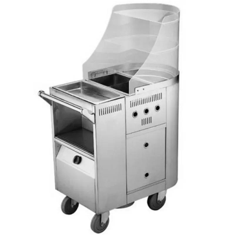 

Stainless steel white cautery car Commercial white cautery thermal insulation dining car Mobile snack snack car with protective