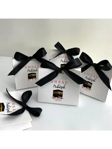 Boîtes umrah mubarak, 5 pièces, Ramadan islamique musulman Kareem Iftar eid al-Fitr, décoration hajj, cadeau de félicitation, cadeau souvenir