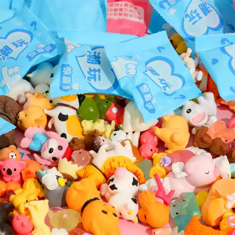 40 Pieces/Set Random Cartoon Blind Box Elephant Animal Mini Ornament Decoration Charm - Resin Home Creative Children's Gift