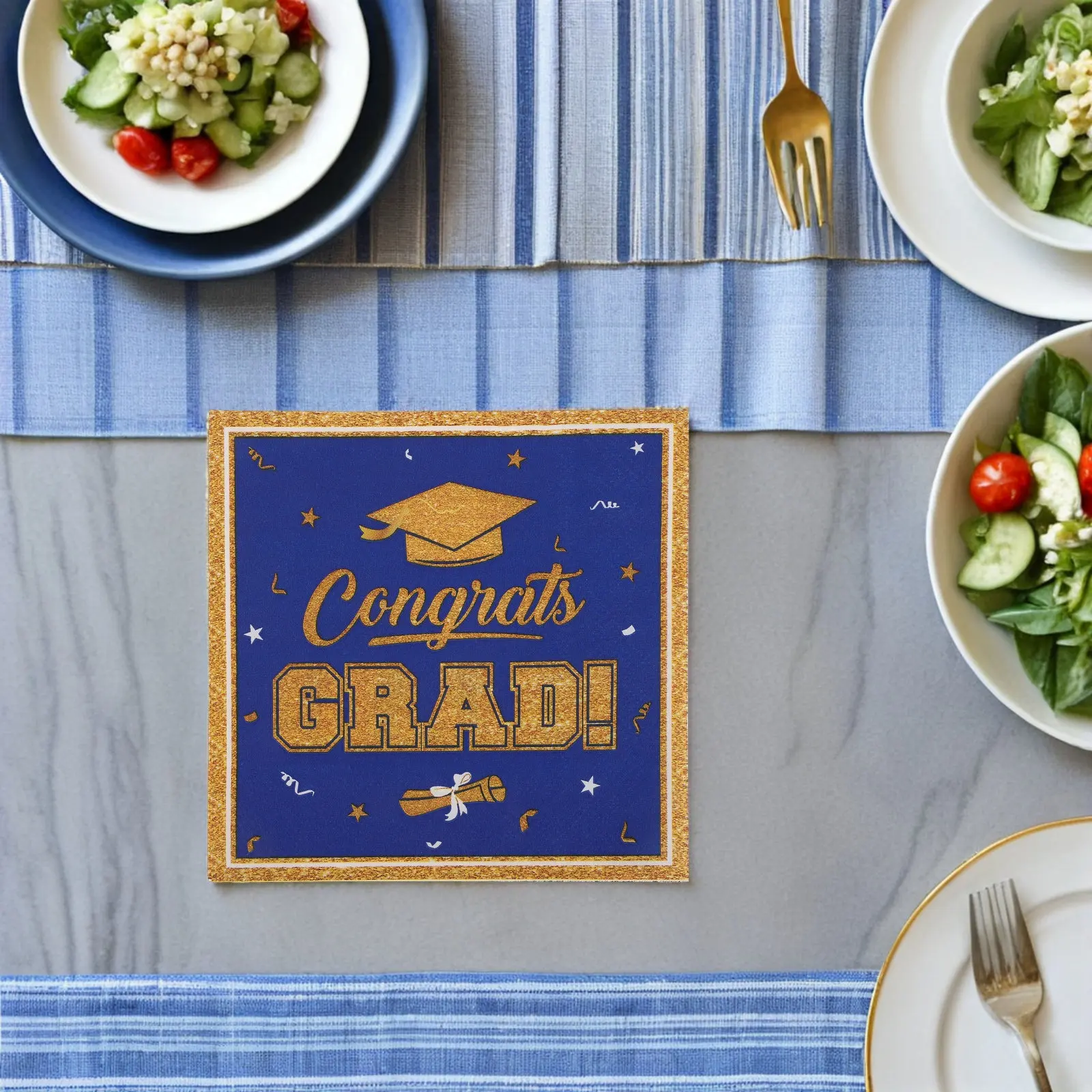 72Pcs Black Gold Party Napkins Class of 2026 Graduation Party Tableware Disposable Graduation Buffet Dinner Supplies