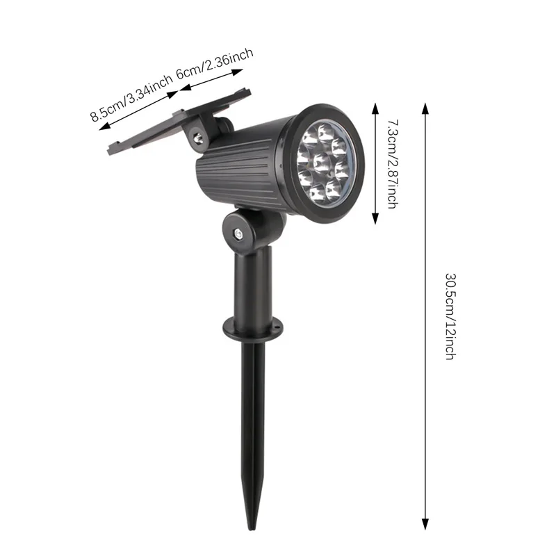 9 LED Solar Spotlights Outdoor Waterproof Spot Light Brightness Adjustable for Garden Backyard Driveway Patio Decor Dropshipping image 6