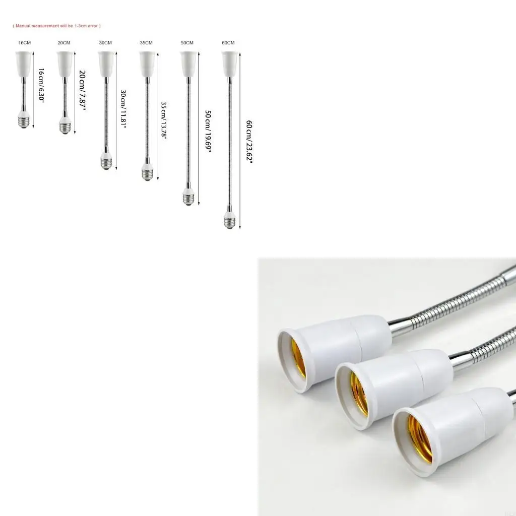 462E E27 Light Socket Extender Adapter E27 To E27 Socket Extender Flexible Gooseneck Adjustable Extension Socket Extender