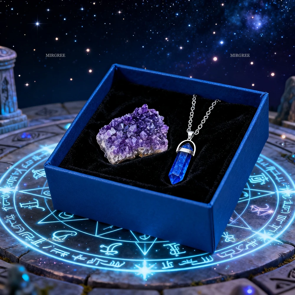 2 قطعة مجموعات الجمشت الطبيعية و قلادة اللازورد مجموعة ، ديكور المنزل بلورات الشفاء ، الهدايا الروحية لعشاق الكريستال #1