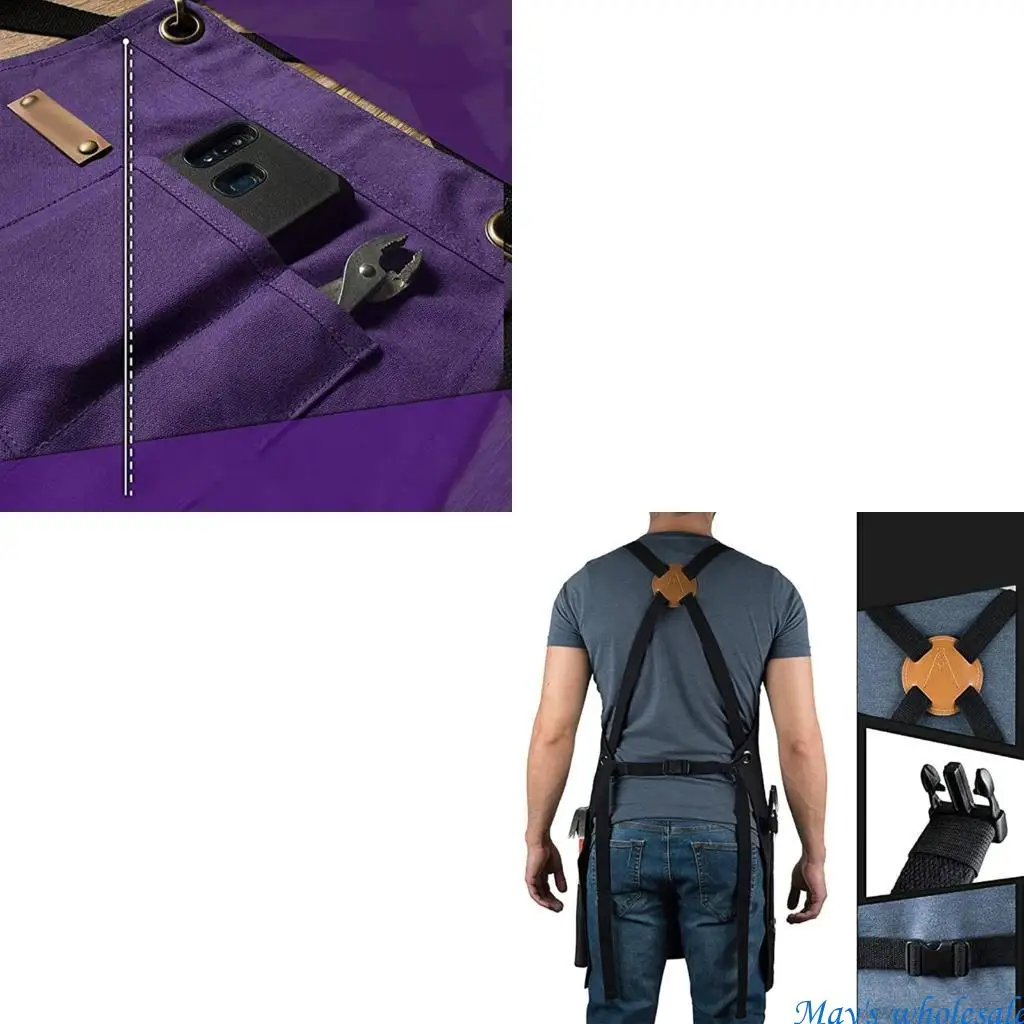 

Фартуки Stenffy из хлопкового холста, несколько карманов, регулируемый фартук с перекрестной спинкой 448A