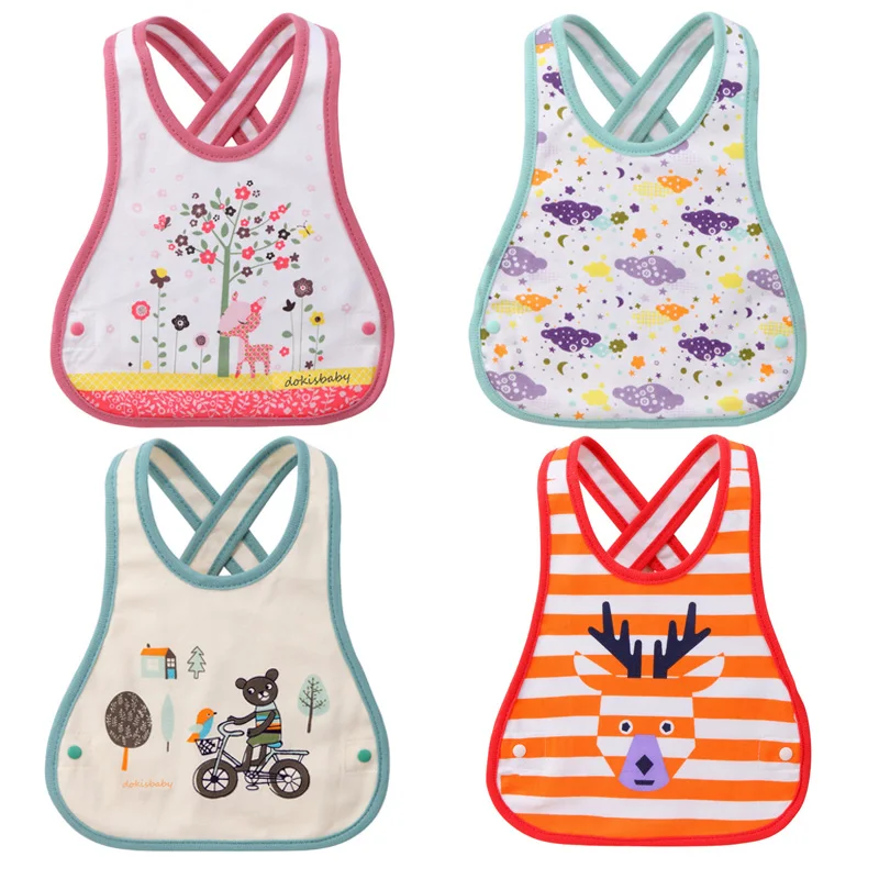 4 layers Brand bandana bibs cross Cartoon Baberos Bavoir Cartoon Baby Slabbers Infantil Bandana Bibs Button children 0-2 years