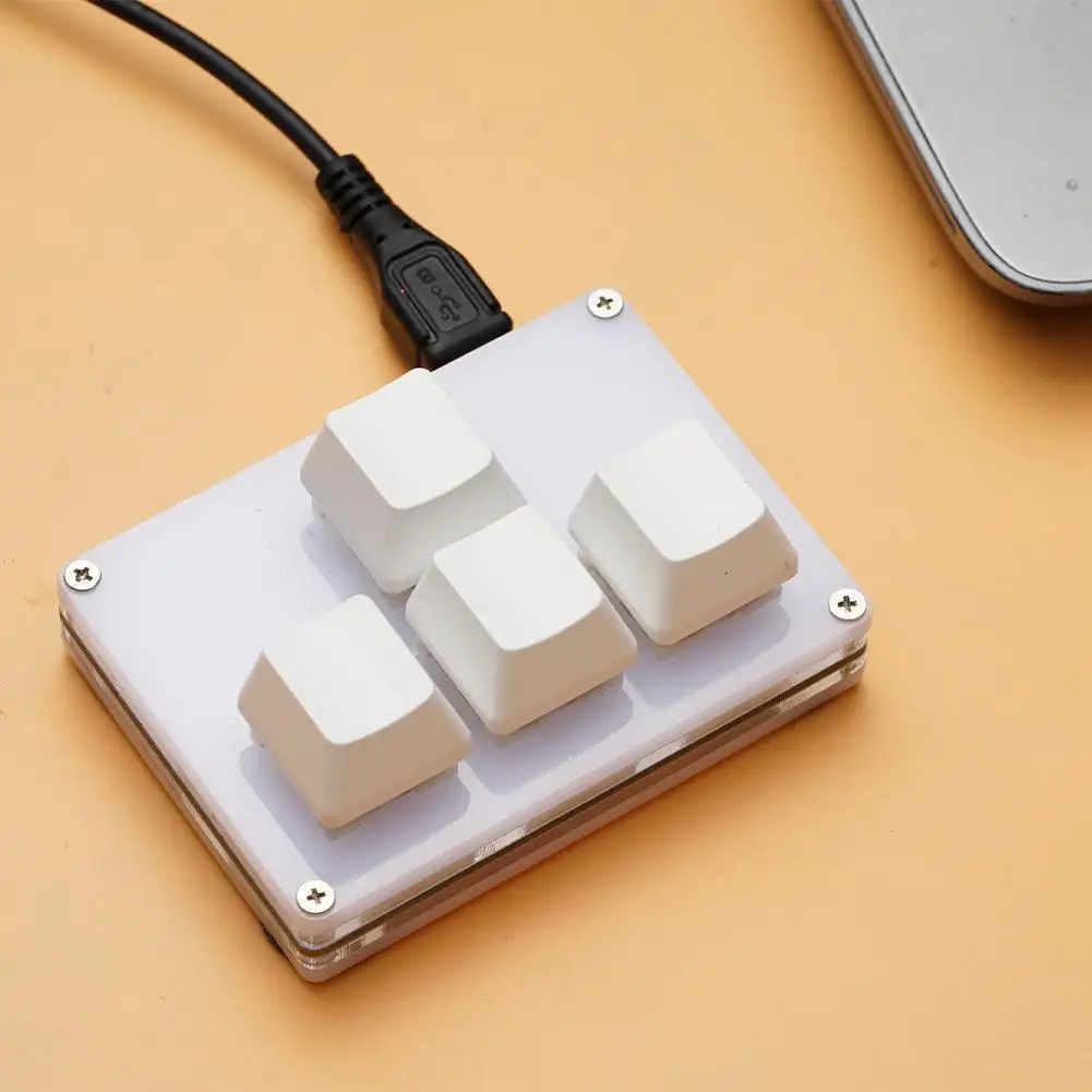 4 Keys Mini Keyboard Direction Arrows Keypad Up Down Left Right DIY Custom Programming Shortcuts USB Mechanical Keypad White