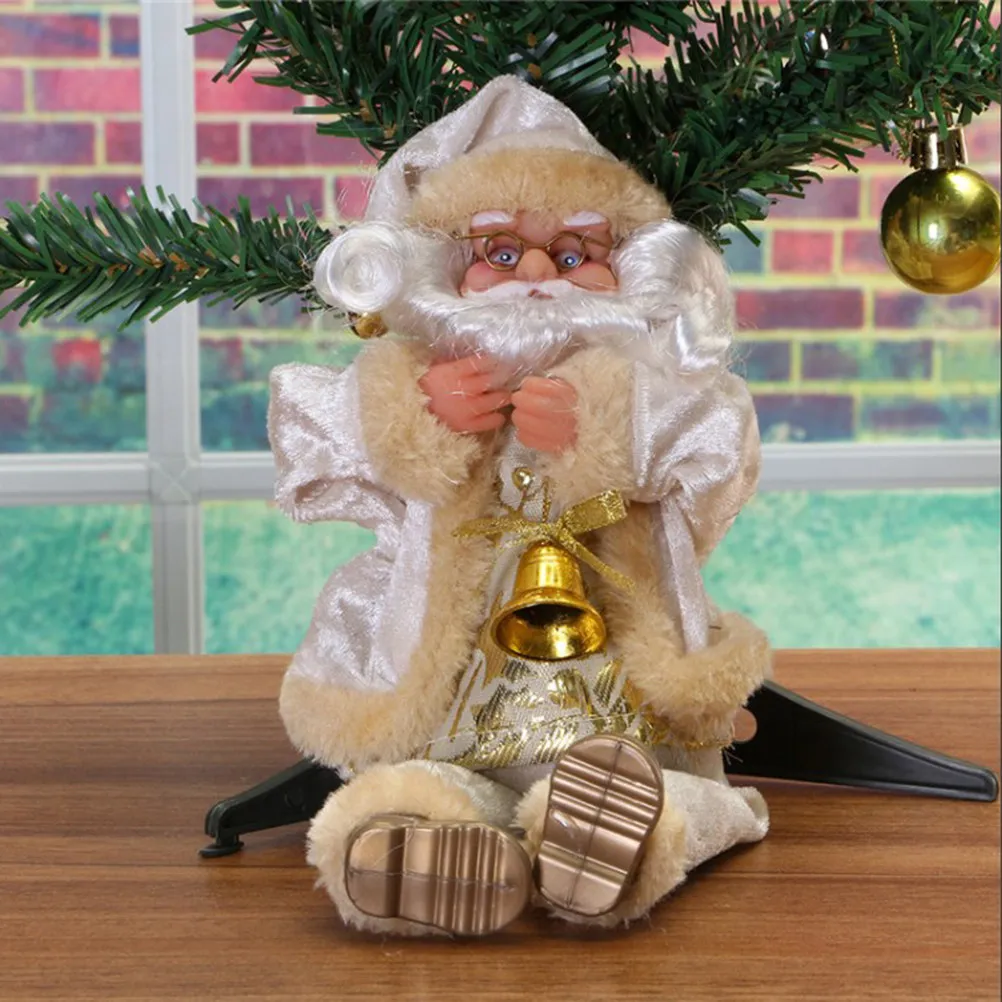 

Сидящий Санта-Клаус: Новогоднее украшение для стола, кремово-белый, из премиального материала, праздничный подарок, декор для Рождества