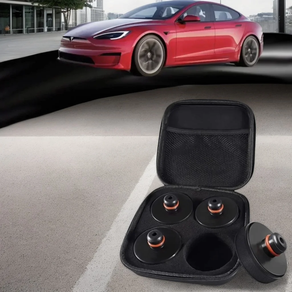 

4PCS Tesla Jack Pad Adapters - Black Rubber Lift Point Protectors for Model X/S/3 Heavy-Duty Safe Lifting