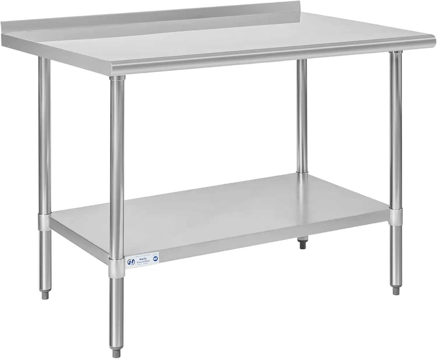 

Hally Stainless Steel Table for Prep & Work 30 x 48 Inches, NSF Commercial Heavy Duty Table with Undershelf and Backsplash for