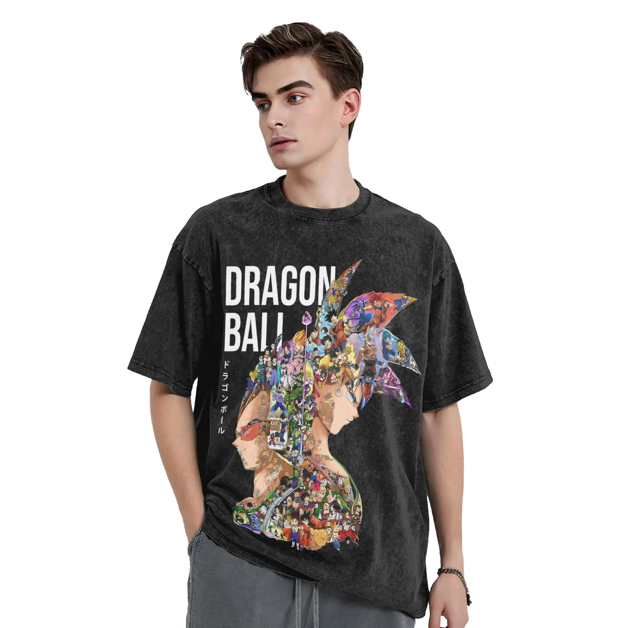 Dragon Ball DragonBall anime T Shirt Hip Hop Washed Short Sleeve Street T-Shirts  Fashion for Men Women Streetwear Tops Tees