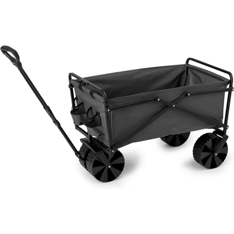 

Heavy Duty Steel Frame Collapsible Folding Portable Utility Cart Wagon with All Terrain Plastic Wheels and 150 Pound Capacity