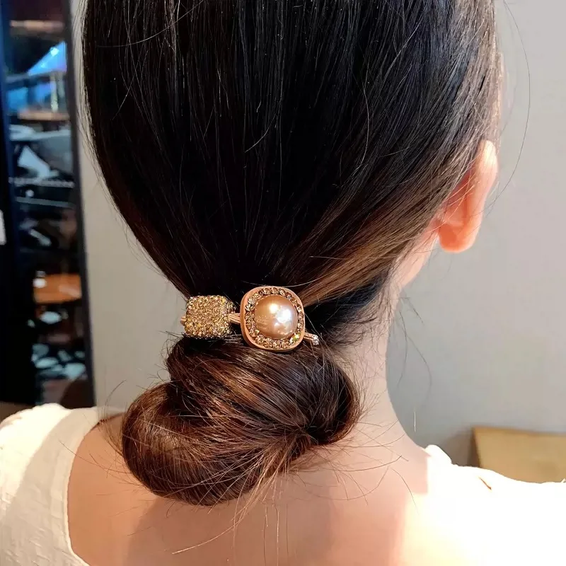 موضة جديدة الكورية نمط سبيكة كريستال الشعر حبل لفتاة النساء الحلو لطيف مطاطا العصابات الشعر ذيل حصان Scrunchies