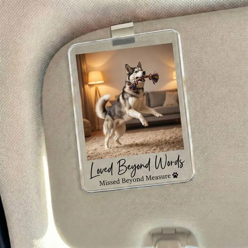 Custom Dog Picture Car Sun‑shade Visor Clip Personalised Pet Remembrance Ornament Sympathy Keepsake For Bereaved Pet Owner