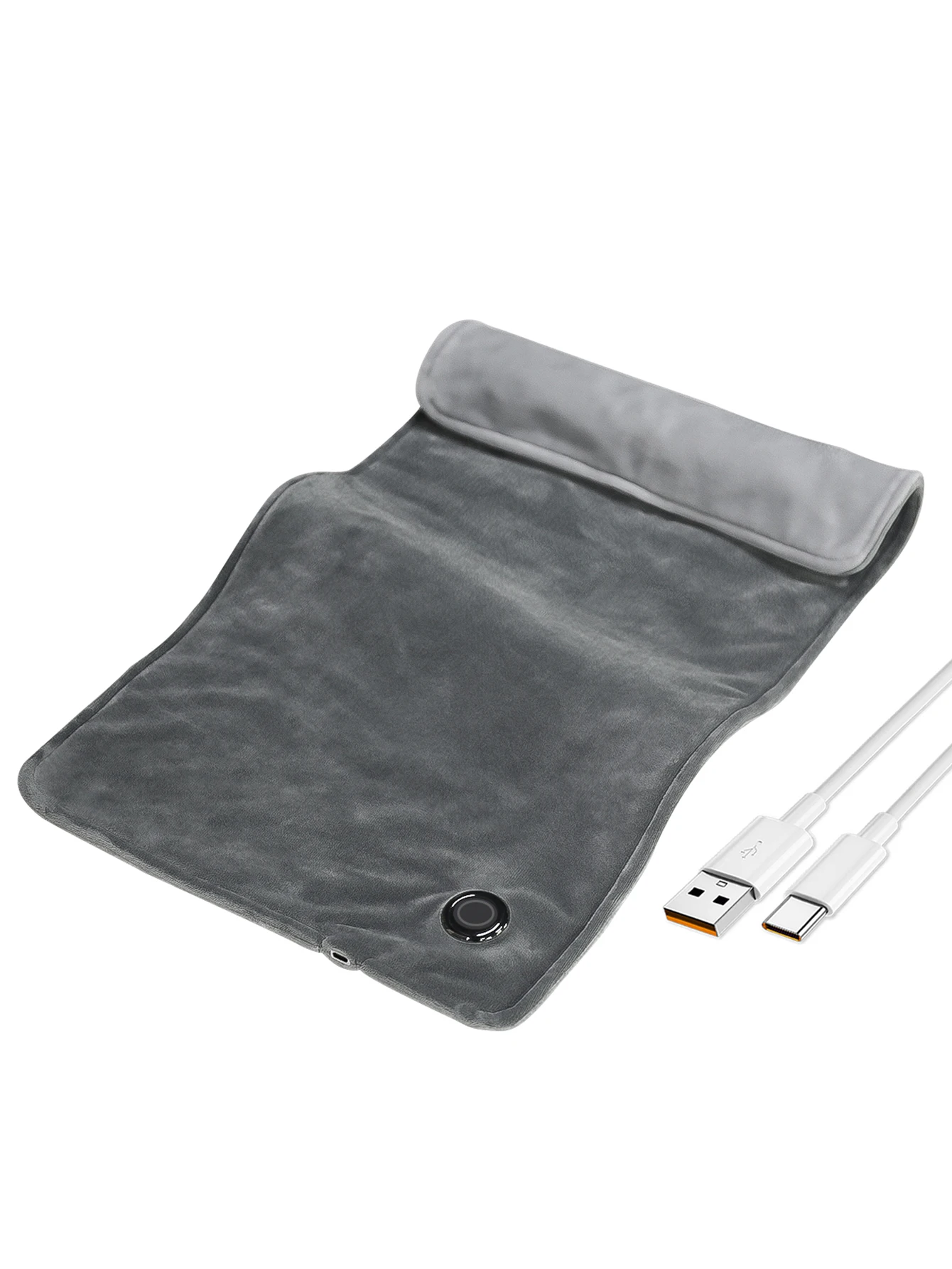 USB 5V Heating pads for Cramps & Back Pain Relief with 3 Heat Setting,Body Heat Pad with Auto Shut Off,23.6*11.8 Inch,Grey