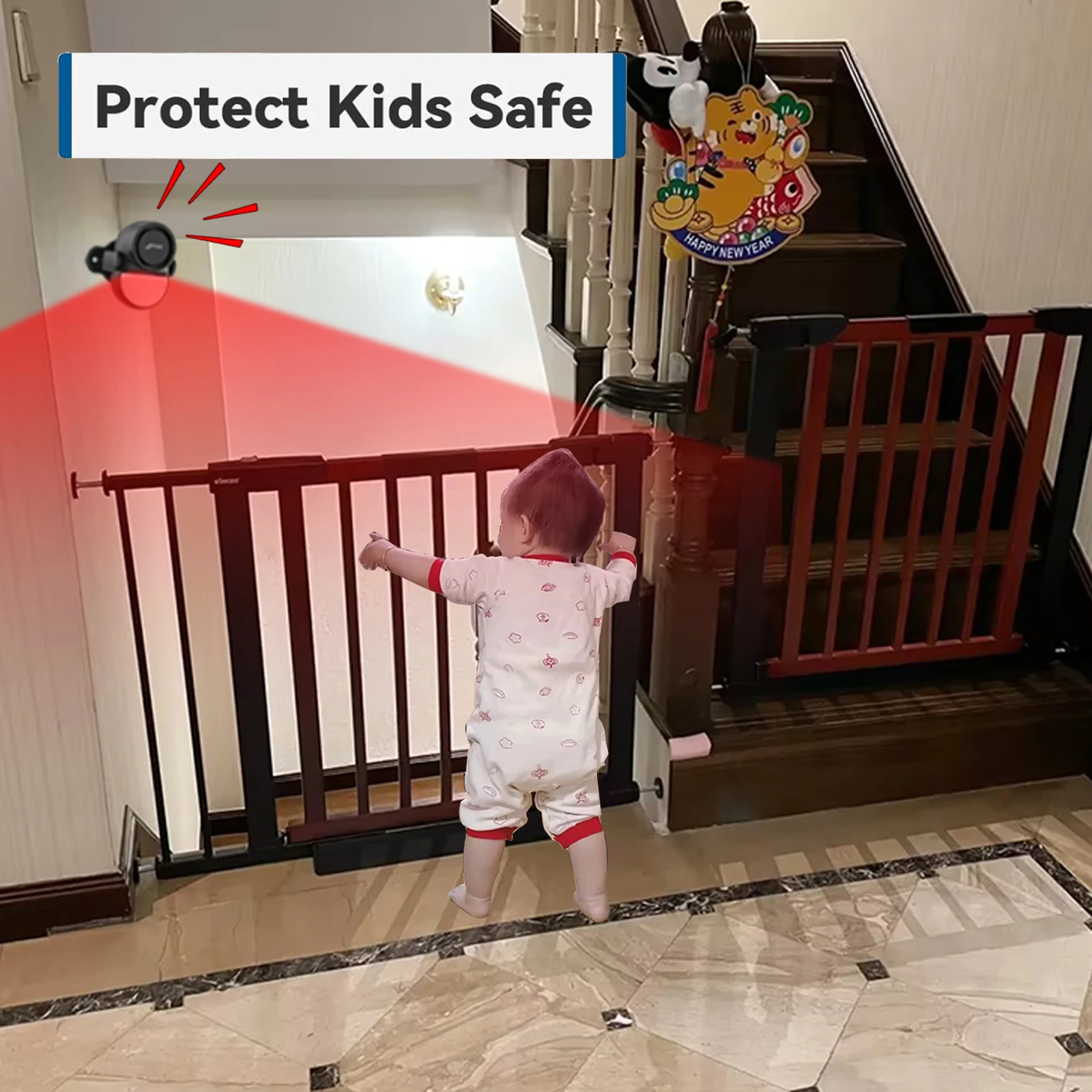 Allarme sensore di movimento CPVAN con telecomando, rilevatore di movimento di sicurezza a infrarossi wireless per interni con sirena