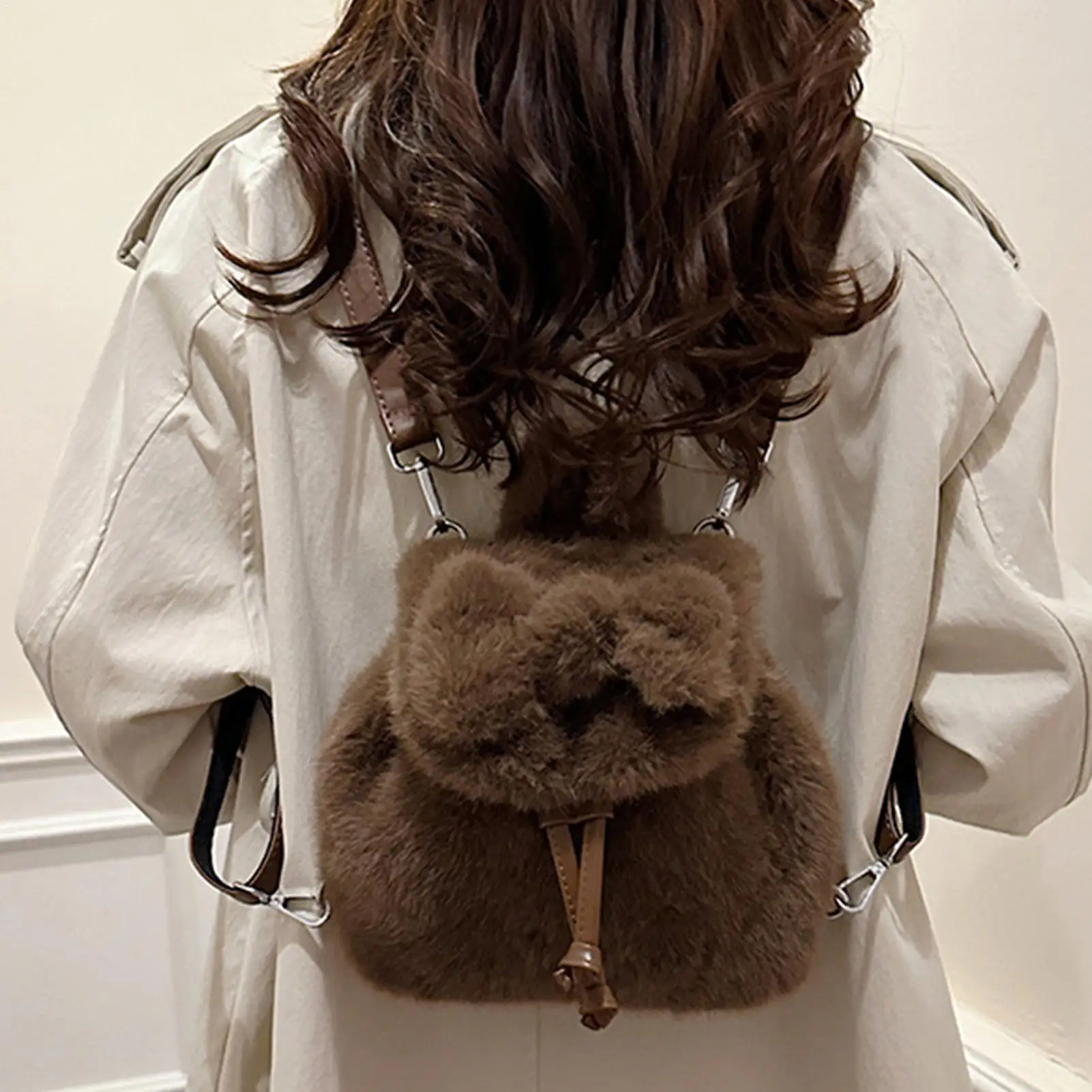 Bolsas de felpa para mujer, bolso con lazo, mochila escolar para viajes escolares, guardería, estudiantes, fiestas de compras de Navidad, niños, mujeres y niños