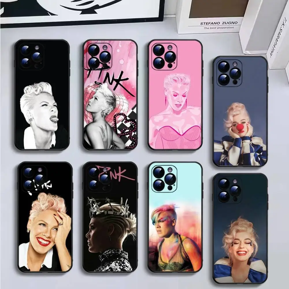 

Singer P-P!nk Phone Case For iPhone16,15,14,13,12,11 Plus,Pro Max,XS,X,XR,SE,Mini,8,7,Soft Black Cover