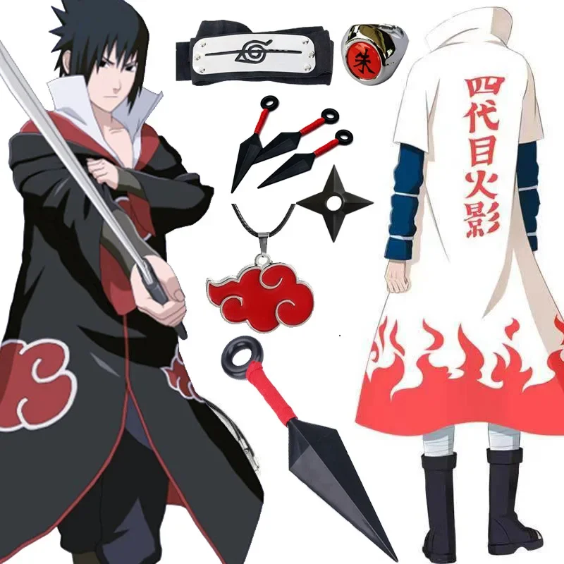 Popular game  Hokage cosplay costume in black and white, with Itachi Akira organizing the fourth generation cape new view 2