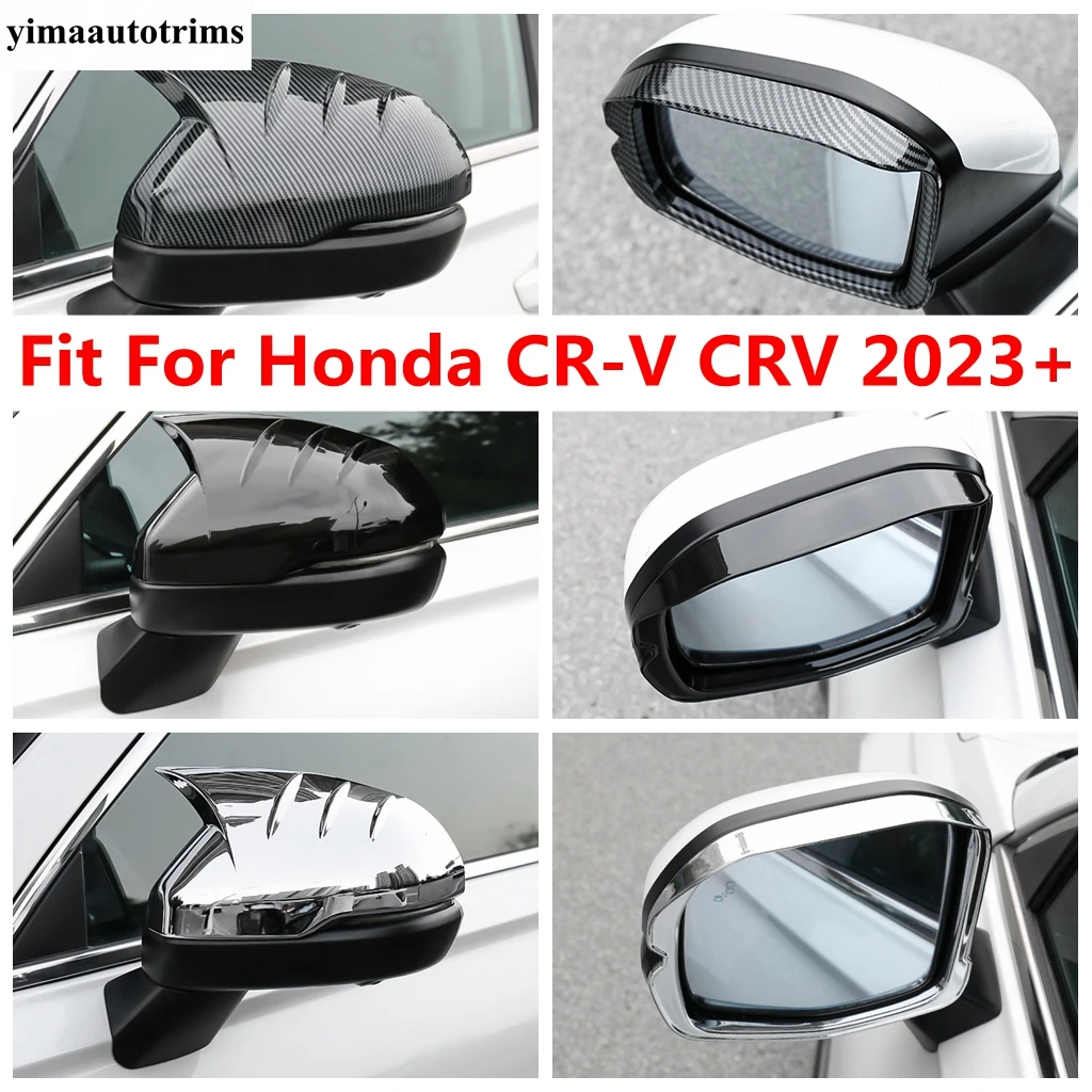 

Side Wing Rear View Rearview Mirror Cover Trim For Honda CR-V CRV 2023 2024 ABS Carbon Fiber Black Chrome Accessories Exterior