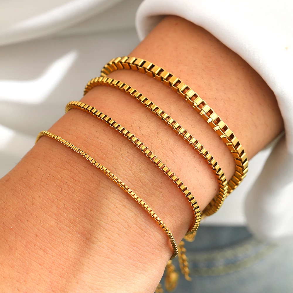 Stainless Steel Bracelet Simple and Fashionable Various Styles Square Clasp Design Bracelet For Women Jewelry Banquet Party Gift