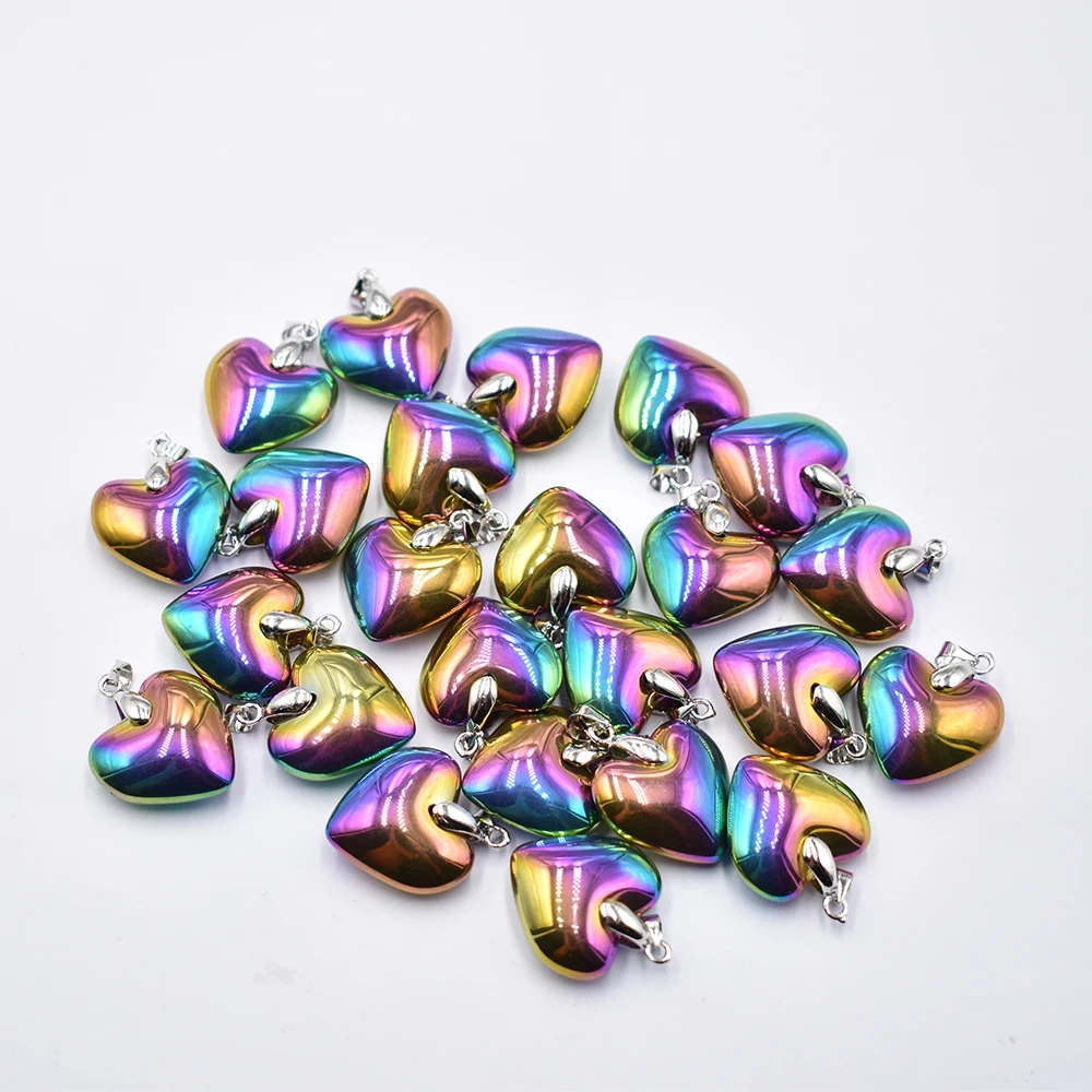 Love Heart Stone Pendants 20mm Wholesale Charms Natural Stone colorful  For DIY Jewelry Making Women Gift free shipping