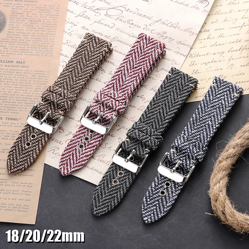 High Quality Nylon Leather Strap 18mm 20mm 22mm for Seiko Vintage Woven Bracelet Canvas Universal Quick Release Watch Band