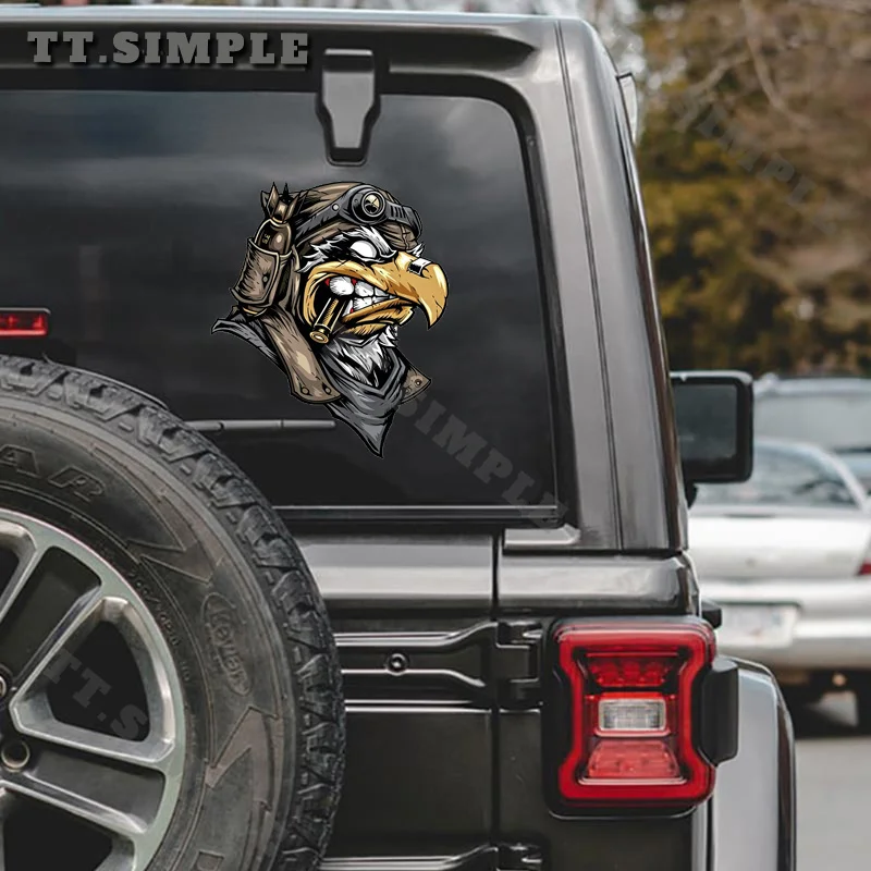 TT Cool Angry Eagle Soldier Car Sticker Cool Graffiti Design Windshield Rearview Mirror Decals Sunscreen Vinyl Car Stickers