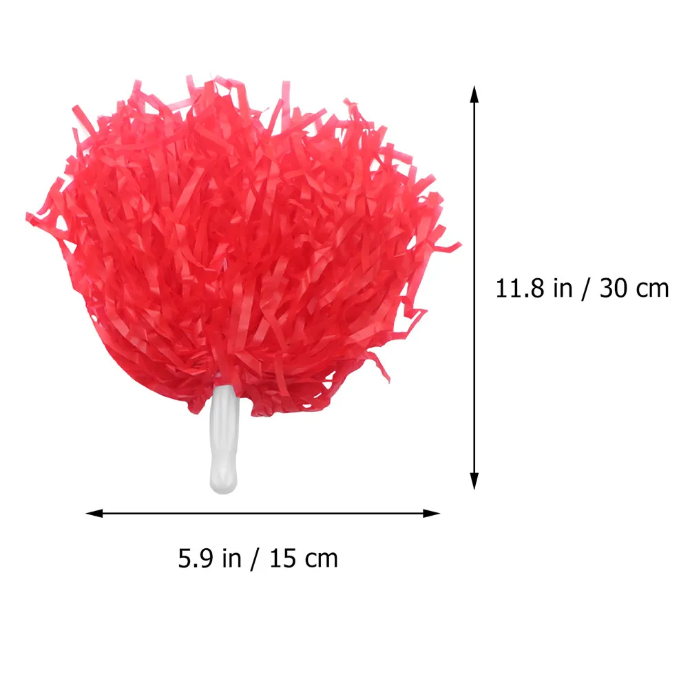 12Pcs Gymnastics Pom Poms Cheerleading Props Shiny Smooth Plastic with Ring for School Sports Events Corporate Cheer