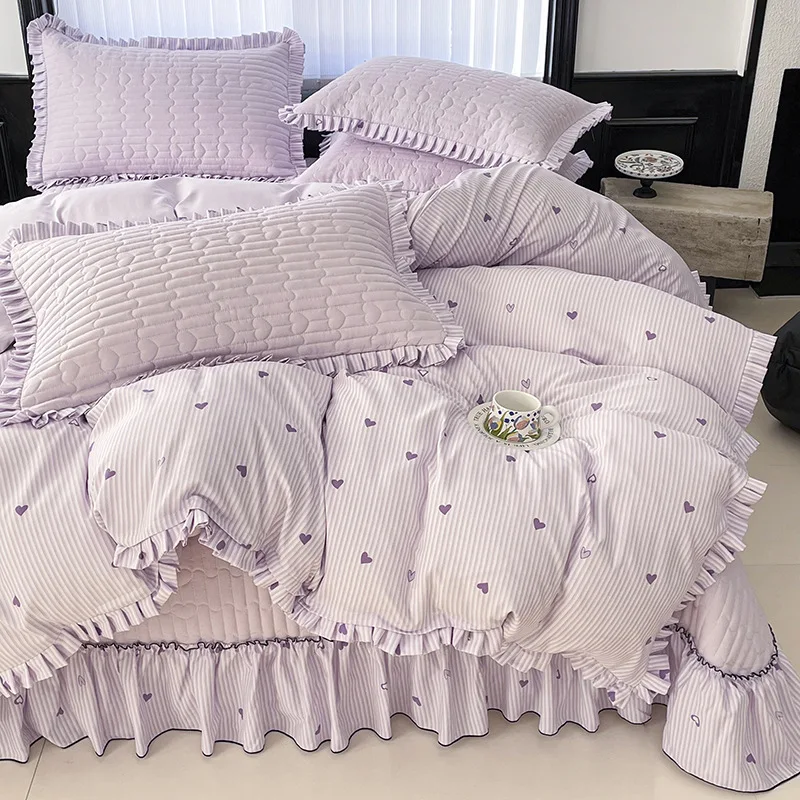 

Customizable 2025 spring and summer Korean version available on both sides Inca embroidered quilt cover four-piece bed cover