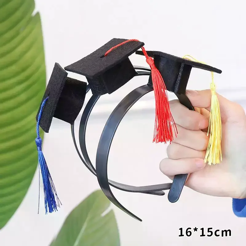 

2Pcs Graduation Tassel Hat Mini Doctoral Cap Clip Headband Graduation Hat Party Stereoscopic Headdress Graduation Hair Decor
