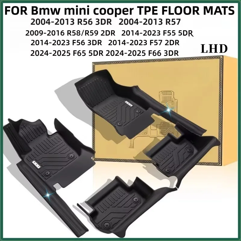 TPE Floor Mats For BMW MINI COOPER/2DR 3DR 5DR R56/57/58 Coupe/59 Roadster/F55/56/57/65/66 2004-2025LHD ICEV/EV Accessories