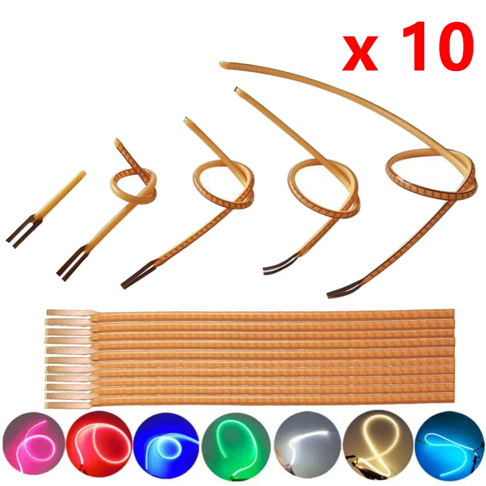 10pcs Free Cut LED Filament 3V COB 25mm 80mm 110mm 128mm 190mm 255mm 300mm Edison Bulb Lamp Parts LED Diode Decoration 8 Colors