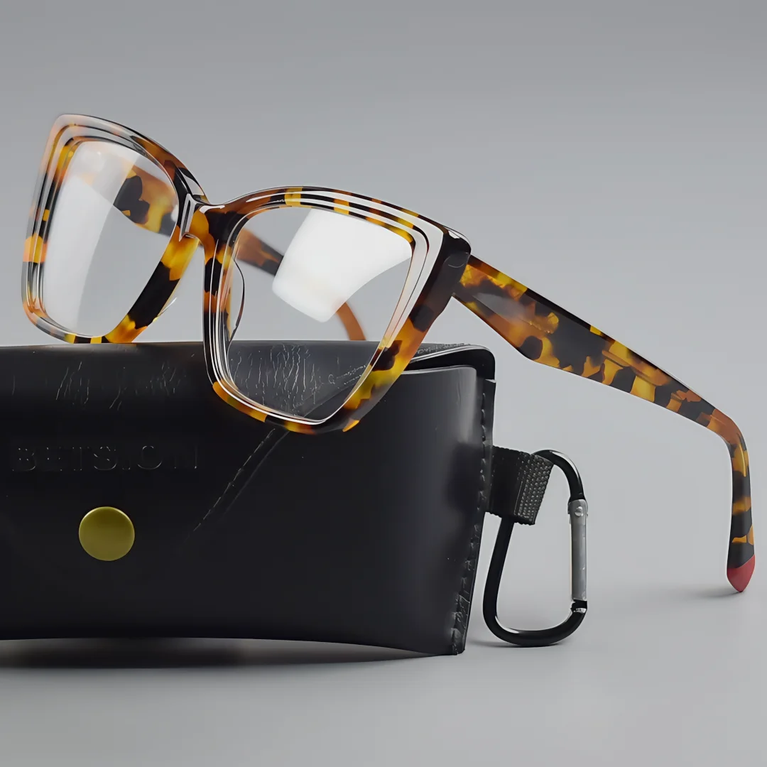 

BETSION Fashion Vintage Oversized Acetate 56mm Eyeglasses FrameWomen's Butterfly Glasses Frames Colorful Temple Tips Daily Wear