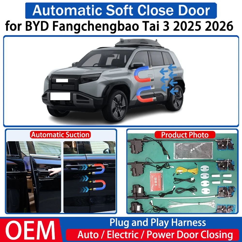 ZJCGO for BYD Fangchengbao Tai 3 2025 2026 OEM Car Automatic Soft Close Door Electric Suction Kit Auto Power Closing System