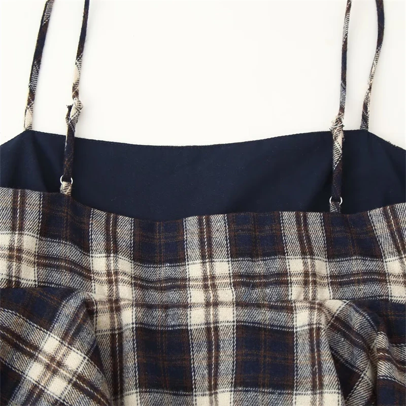 KEYANKETIAN 夏新作 レディース フリルエッジ レイヤード イレギュラーグリッド キャミソールベスト レディース ノースリーブ ショート スリムフィットトップ