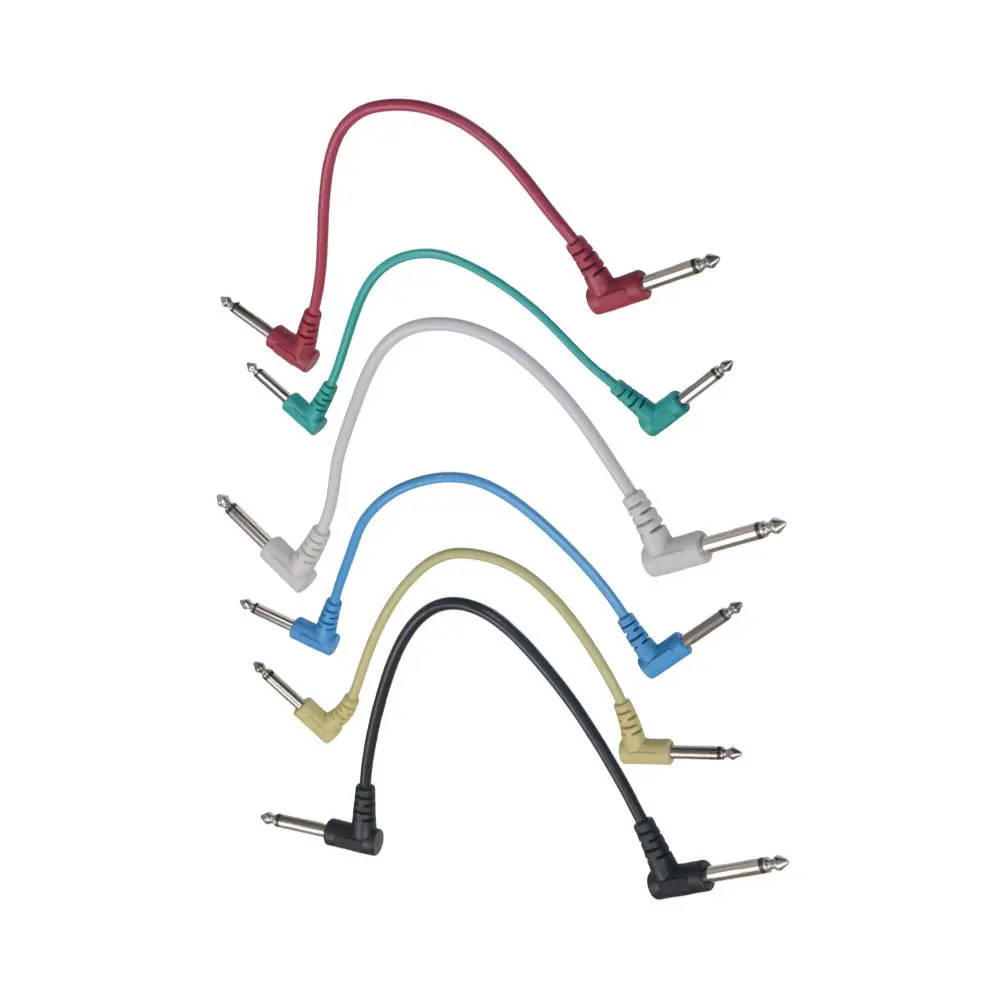 

6Pcs 6.35 Elbow Electric Guitar Patch Cable Effector Cable Instrument Replacement Right Angle Effect Pedal Audio Line